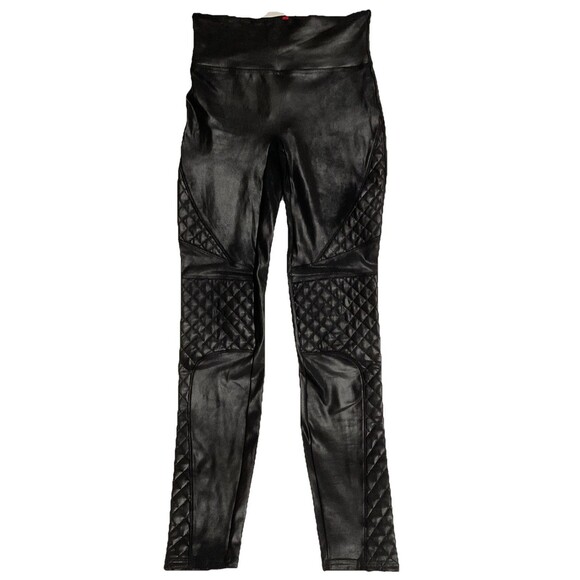 Spanx Pants - Spanx Small Faux Leather Moto Quilted Leggings Black Womens S